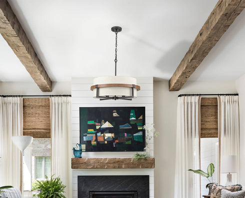 Rustic Drum Chandelier 4-Light Dining Room Chandelier